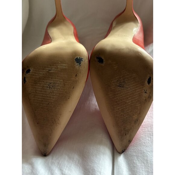 Orange Leather Pointed-Toe High Heels Size 11 Nine West Kitten Heel - Picture 7 of 12